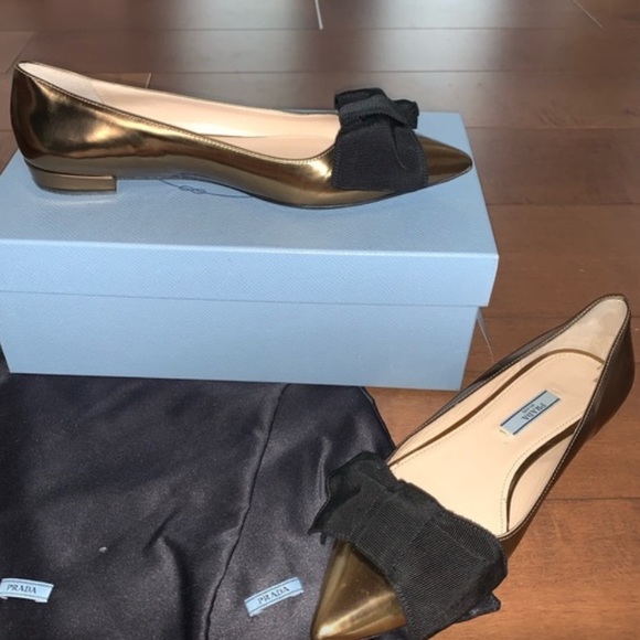Prada bronze flats with bow - Picture 4 of 5